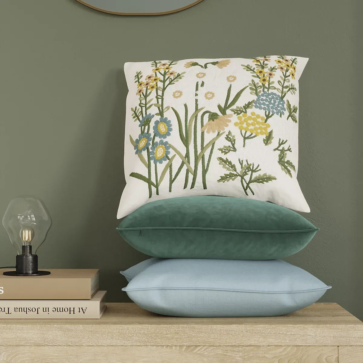 GoodHome Denman Embroidered Cushion Durable Living Room-Furniture Kingdom